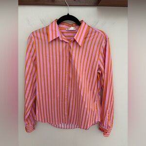 Loro Piana Orange and Pink Striped Button down Shirt cotton 46IT/US10